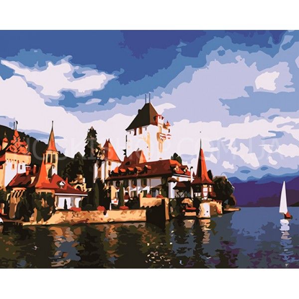 Картина за номерами "Замок на березі озера" на підрамнику 40*50 см у пакеті (арт.30043)