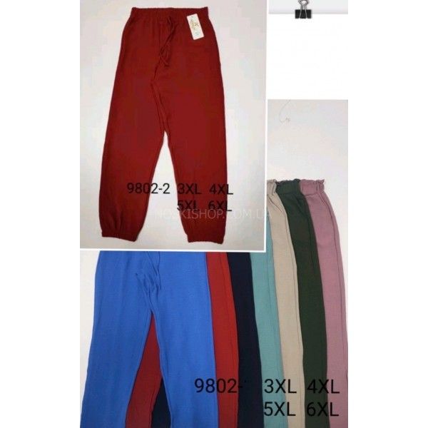 Прогулянкові штани "KENALIN" 9802-2-о з легкої тканини, верх на резинці, низ на манжеті + з боків кишені, р. 3xl-(44-46) -(вишневі)