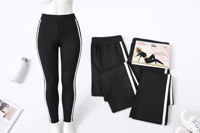 Лосини "JUJUBE" В-811-А безшовні бавовняні з еластаном, р. Хl/5xl-(48-52) -(чорні +з боків білі лампаси)