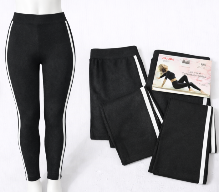 Лосини "JUJUBE" В-811-А безшовні бавовняні з еластаном, р. Хl/5xl-(48-52) -(чорні +з боків білі лампаси)