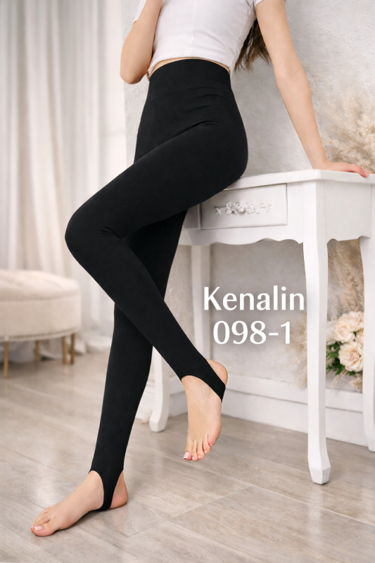 Лосини "Kenalin" 098-1 безшовні гладкі зі штрипками +широкий пояс, р. 42-48, 48-54 -(чорні)