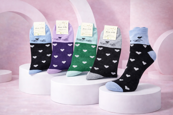 Шкарпетки Житомир "КОІ-Жіноча колекція" 120-01 стрейч жіночі, р. 36-41 -асорті -(Короткі /комбіновані з мордочкою та вушками + серця) -уп. 12 шт