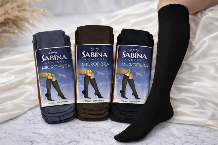 Гольфи "LADY SABINA" 60 ден mikrofibra -(№107-77 /темно-синя етикетка) -уп. 10 пар -(чорні, кавові)