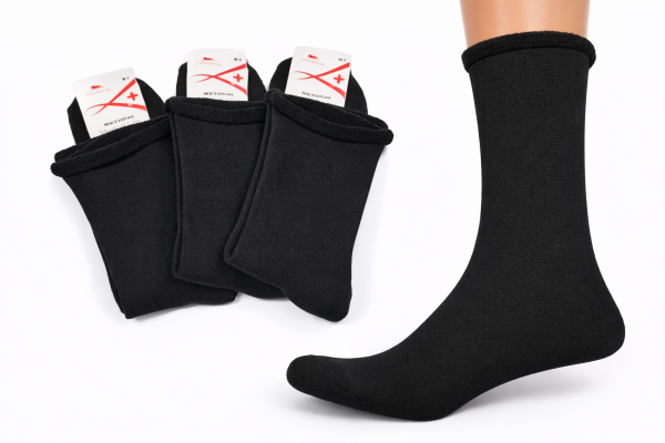 Шкарпетки Житомир "Преміум-MEDICAL LINE+" 3000 махрові чоловічі "Без резинки", р. 40-45 -(Махра -б/р чорні) -уп. 12 шт