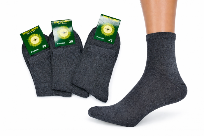 Шкарпетки Житомир "П.П.Гроза Х/Б" 251-1 х/б-гладь бавовняні чоловічі, р. 25, 29 -(Х/Б -сірі -уп. 12 шт)