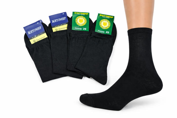 Шкарпетки Житомир "П.П.Гроза Х/Б" 251-0 х/б-гладь бавовняні чоловічі, р. 25, 27, 31, 33 -(Х/Б -чорні -уп. 12 шт)