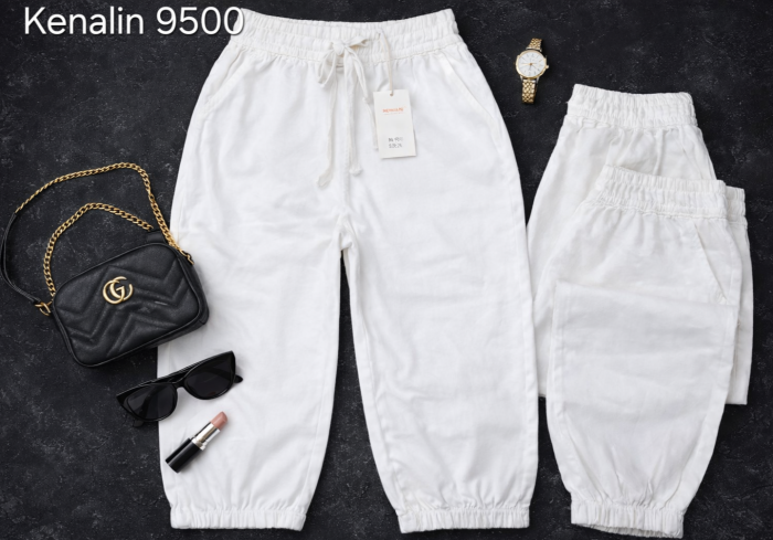 Прогулянкові штани "KENALIN" 9500 літні джоггери cotton-стрейч, низ на манжете резинці, спереду та ззаду кишені, р. 2XL-(46-50), 3XL-(48-52), 4XL-(50-54) -уп. 1 шт