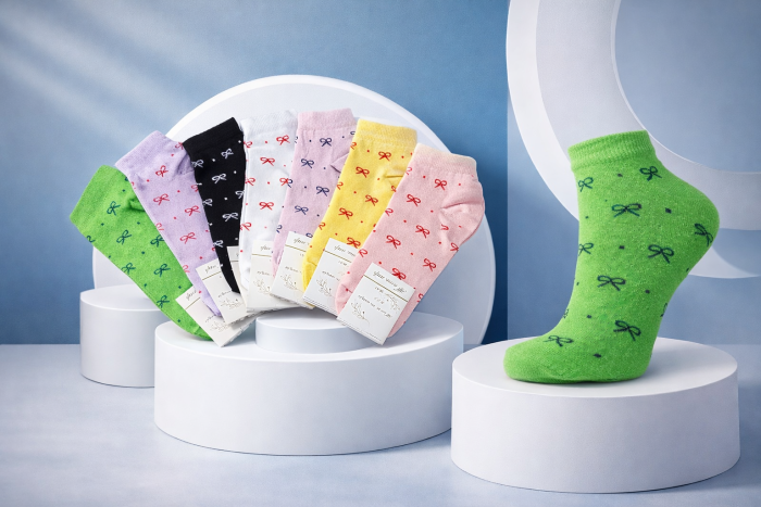 Шкарпетки Житомир "КОІ-Жіноча колекція" 120-02 стрейч жіночі, р. 36-41 -асорті -(Укорочені /кольорові в дрібні бантики по всій шкарпетці) -уп. 12 шт