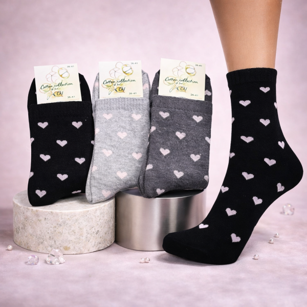 Шкарпетки Житомир "КОІ-Жіноча колекція" 122-40 стрейч жіночі, р. 36-41 -асорті -(Високі /однотонні +світлі серця по всій шкарпетці ) -уп. 12 шт