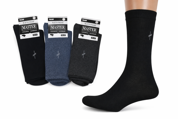 Шкарпетки Житомир "Мaster" 415 стрейч чоловічі "Класика" -високі р. 25-27, 27-29 -(асорті)