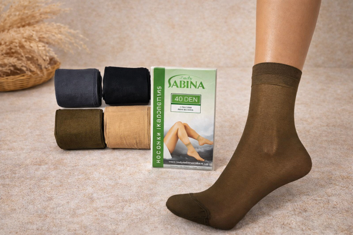 Шкарпетки "LADY SABINA" 40 ден з лайкрою -(№40-14 /зелена етикетка) -уп. 10 пар -(чорні, сірі, кавові,)