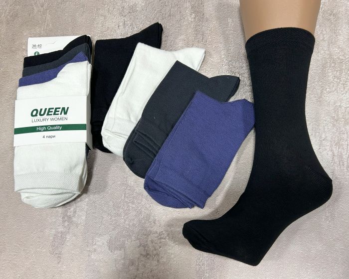 Шкарпетки "Дукат-QUEEN" 305-55 cotton стрейч жіночі, р. 36-40-(Високі -темне асорті-cotton/стрейч) -12 шт