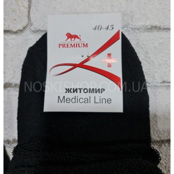 Шкарпетки житомир "ПРЕМІУМ-MEDICAL LINE +" 3000 махрові чол.без резинкир. 40-45 -(б/р чорні -махра)