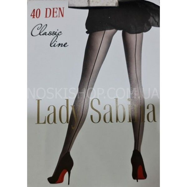 Колготки Lady Sabina "LINE -СЛОСКА/ШОВ" -cl 40 ден р. 2, 3, 4, 5 -(черные +сзади имитация шва /40 ден)