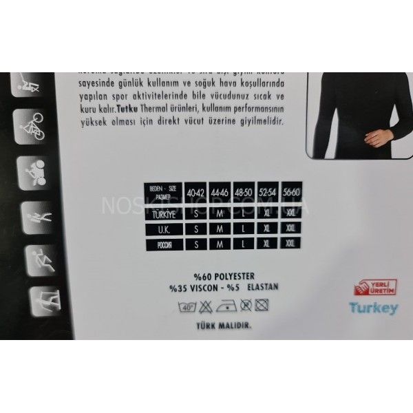 Термокостюм мужской в коробке Турция "Tutku" 0128-н набор кальсоны+кофта, р. M-(44-46), l-(48-50) -(черный /костюм -в уп. 1 размер)