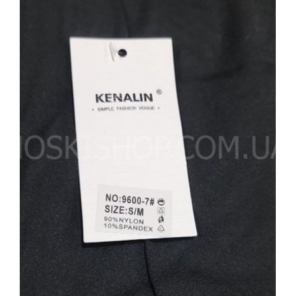 Лосини "KENALIN" 9600-7 з трикотажної тканини дайвінг зі штрипками/шлейкою на резинці + спереду строчки, р. S/m-(42-44), l/xl-(44-46), 2xl/3xl-(46-48) -(чорні)