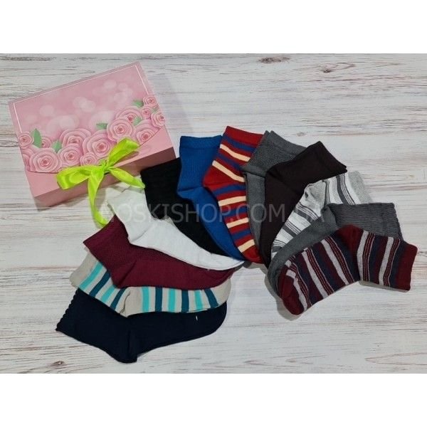 Шкарпетки "У коробці з рожевими трояндами" 10212 стрейч жіночі, р. 36-40 -асорті -(випадковий мікс без вибору!!!) -в уп. 12 шт