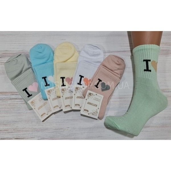 Шкарпетки Житомир "Master" 204-3 бавовна-стрейч жіночі р. 23-25 -асорті -(Високі +на гумці в рубчик буква I +сердечко) -уп. 12 шт