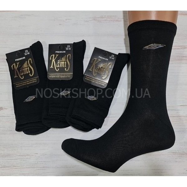 Шкарпетки "KamiS" 674 стрейч чоловічі "Класика-стрейч" р. 25, 27, 29, 31 - (чорні -стрейч) -уп. 12 шт.