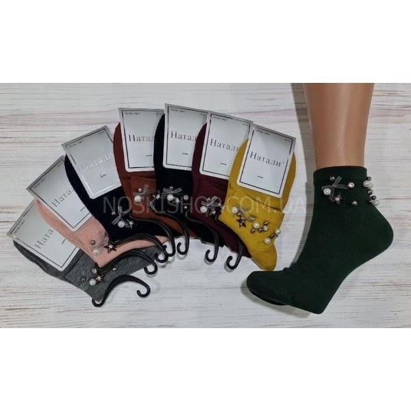 Шкарпетки "Натали" LB-188-7-О стрейч/бавовна жін. Р. 37-41 -асорті -(однотонні +перлинки /камінчики /зірочки) -уп. 10 шт