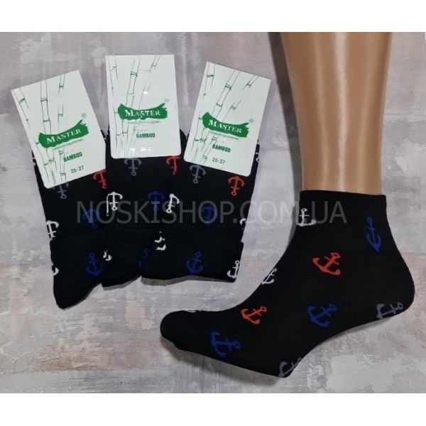 Шкарпетки Житомир "Мастер-Бамбук" 1516 стрейч чол, р. 25-27, 27-29 -(чорні + кольорові якоря)