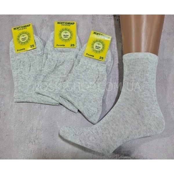 Шкарпетки Житомир "Гроза Льон" 101 гладь чоловічі, р. 25, 27, 29, 31 -(гладь -льон -класика) -уп. 12 шт