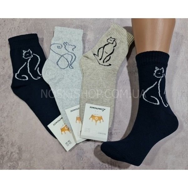 Шкарпетки житомир "LIMERENCE" 412-12 стрейч жіночі (високі) р. 36-40 -асорті -(силует кота -стрейч)