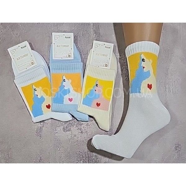 Шкарпетки Житомир "Master" 204-4 бавовна-стрейч жіночі, р. 23-25 -асорті -(Високі +на гумці в рубчик портрет дівчини) -уп. 12 шт