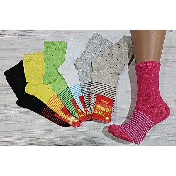 Шкарпетки "Житомир Преміум" 112-41 стрейч жін, р. 23-25 -випадкове асорті -(високі -крапочки + смужки -стрейч)