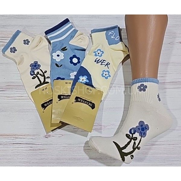 Шкарпетки Житомир "Master" 250-6 безшовні стрейч жін, р. 23-25 -випадкове асорті -(середня резинка +молочно-синій мікс +різні квіти) -уп. 12 шт