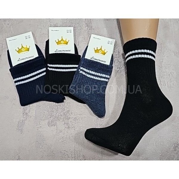 Шкарпетки Житомир "Limerence" 422-00 стрейч універсальні "Теніс середні", р. 36-40 -асорті -(середні-теніс +на широкій резинці в рубчик дві білі смужки -стрейч)