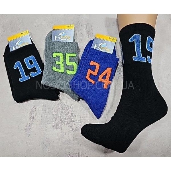 Шкарпетки Житомир "КРОКУС" 2261-8 підліткові махрові, р. 34-36 -випадкове асорті -(На резинці великі цифри -махра)