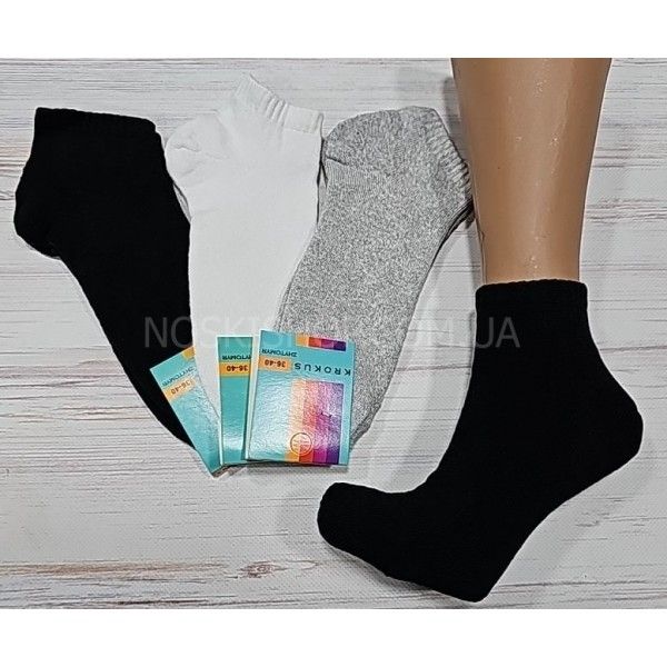 Шкарпетки житомир "КРОКУС" 2182 махрові жіночікороткір. 36-40 -асорті -(короткі -три кольори з білим-махра)