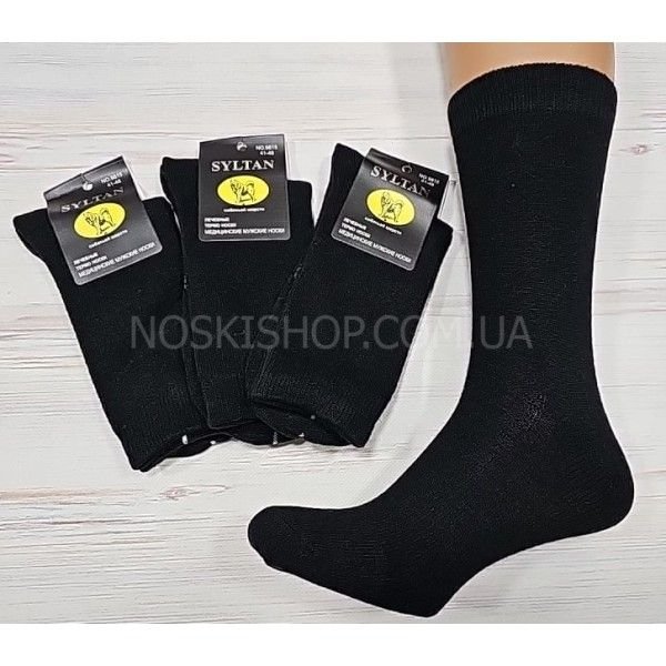 Шкарпетки "SYLTAN" 9815-В термо собача вовна "медичні з ослабленою гумкою" чоловічі, р. 41-46 -(чорні /однотонні) -уп. 12 шт
