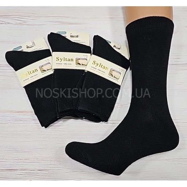Шкарпетки "SYLTAN" 9825-В-6 термо кашемір вовна чоловічі, р. 41-46 -(чорні /однотонні) -уп. 12 шт