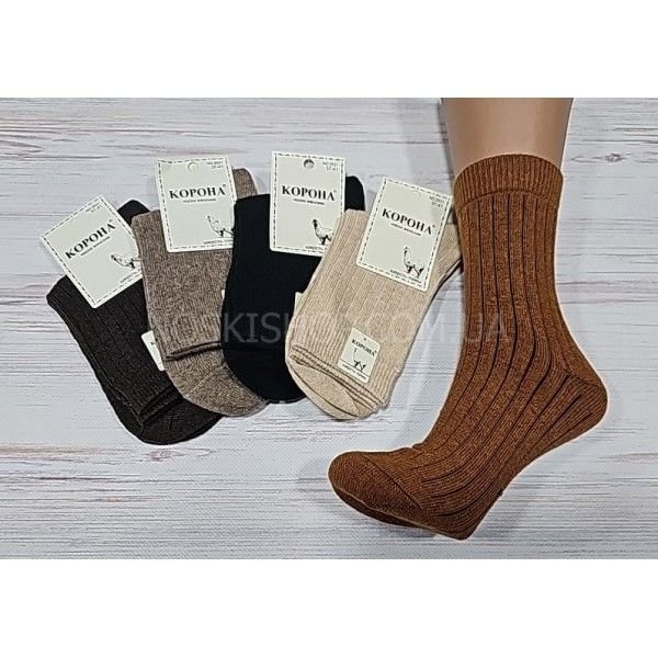 Шкарпетки "КОРОНА" В-2631-1 вовна лами жіночі. р. 37-41 -асорті -(однотонні в широкий рубчик) -уп. 10 шт