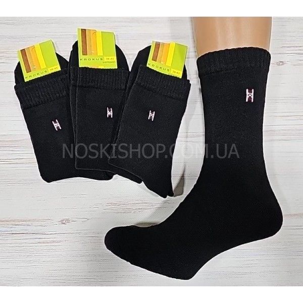 Шкарпетки Житомир "КРОКУС" 2020-1 махрові чоловічі класика, р. 39-42, 42-45 -(Махра -чорні) -уп .12 шт