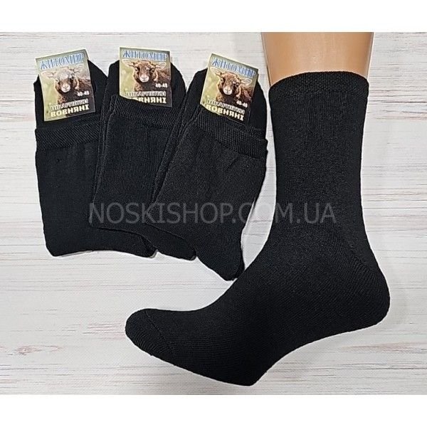 Шкарпетки Житомир "Преміум /ВОВНЯНІ" 3001-23 махрові класика чоловічі, р. 40-45 -(Махра -чорні /вовняні) -уп. 12 шт