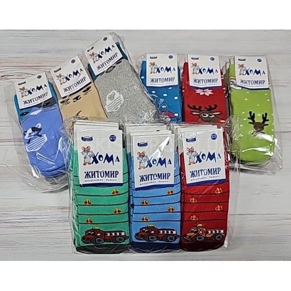 Шкарпетки Житомир "ХОМА-Master" 2006-1 дитячі махрові, розмір за довжиною стопи: 10-12 -(хлопчик-махра) -випадковий мікс без вибору!