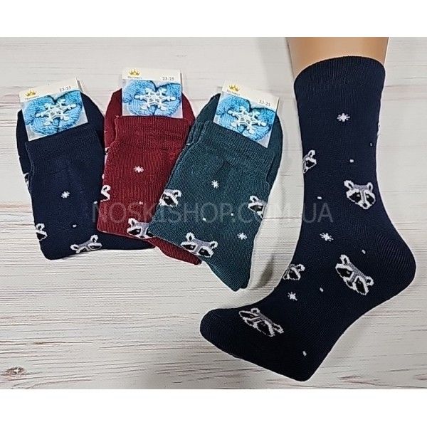 Шкарпетки житомир "LIMERENCE" 4960-52 махрові жіночі, р. 36-40 -асорті -(мордочки єнотів + сніжинки по всій шкарпетці -махра)