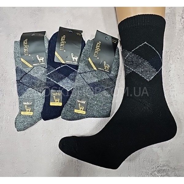 Шкарпетки "ЧАЙКА" 7111-5 термо вовна лами чол, р. 41-46 -асорті -(однотонні +ромби в дрібну смужку) -уп. 12 шт