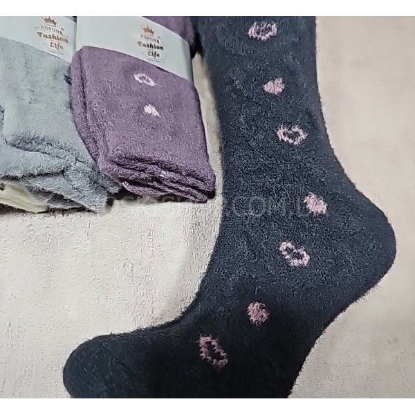Шкарпетки "КОРОНА" 2551-33 альпака вовна жін. Р. 37-41 -асорті -(однотонні /пухнасті +збоку дрібні сердечка) -уп. 10 шт