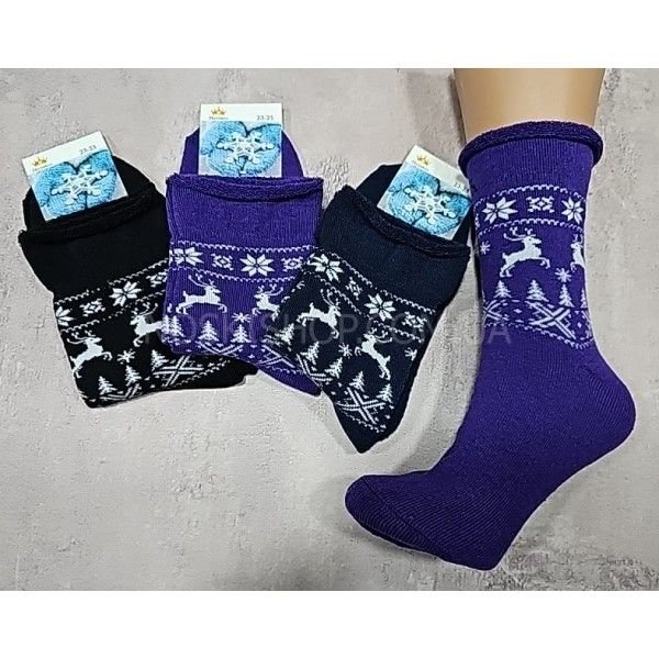 Шкарпетки Житомир "Limerence" 4970-8 махрові жіночі "Без резинки", р. 36-40 -асорті -(Махра -Б/р -олені між орнаментом) -уп. 12 шт.