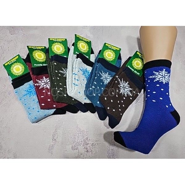 Шкарпетки житомир "ПРЕМІУМ" 6062-14 махрові жін. Р. 23-25 -випадкове асорті -(велика сніжинка +горох по всій шкарпетці -махра)