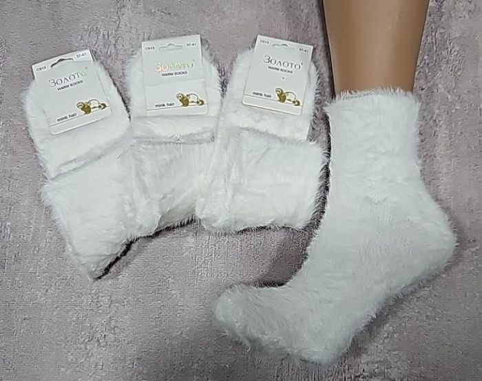 Шкарпетки "Золото" С513-6 норка-вовна жін. р. 37-41 -(Білі) -уп. 10 шт.