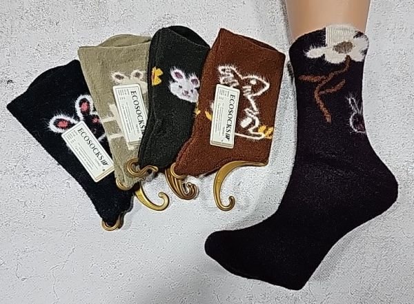 Шкарпетки "ECOSOCRS /Шугуан" А36-2 /2954-22 термо вовна жіночі, р. 37-40 -асорті -(Мікс зайчиків +...) -уп. 10 шт