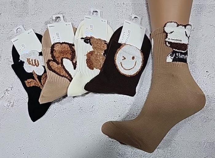 Шкарпетки "Шугуан" А35-2 /2952-30 бавовна жіночі р. 36-41 -асорті -(середня резинка /кавовий мікс +великий смайлик /квітка /ведмідь... ) -уп. 10 шт.