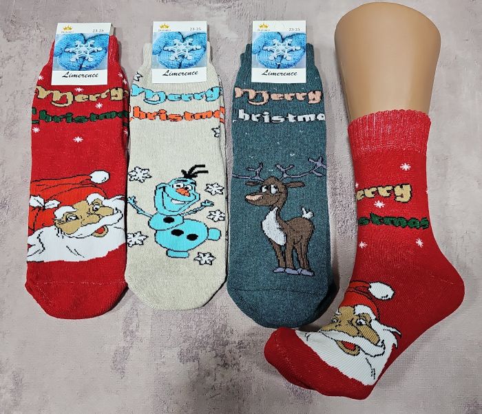 Шкарпетки Житомир "Limerence" 5980-8 махрові жін. "Новорічні" р. 36-40 -асорті -(Стояче оленятко +великий Санта +веселий сніговик -махра)