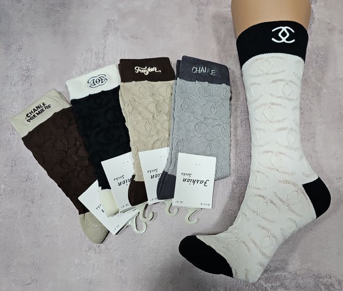 Шкарпетки "Корона /Fashion socks" BY618-3 стрейч /cotton жін, р. 36-41 -асорті -(Однотонні /високі +опуклий візерунок +на резинці мікс різної вишивки CHA..L) -уп. 10 шт.