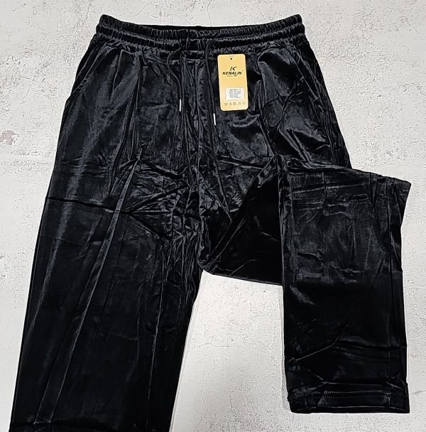 Прогулянкові штани "KENALIN" 9627-13 велюрові, з прямим низом, з боків кишені р. 4ХL/5ХL-(46-48) -(чорні)